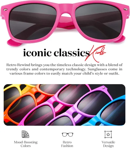 Miniatura 2 de Retro Rewind Iconic Gafas de sol para niños niñas Inastillables UV400 Niños Gafas de sol para niños pequeños niños de 2 a 10 años