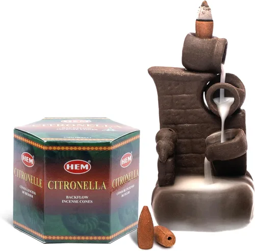 Miniatura 2 de HEM Conos de incienso de reflujo de citronela – 20 conos de aromaterapia Larga duración de 40 minutos de combustión (cono único) para spa, yoga