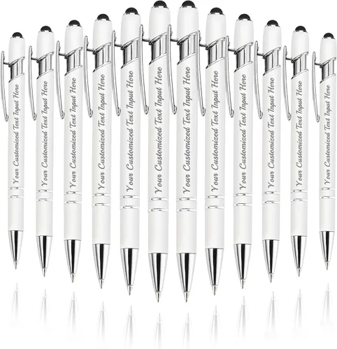 Miniatura 28 de Bolígrafo personalizado, 50 bolígrafos personalizados, grabado a granel con logotipo de nombre, lápiz digital de tinta negra suave con toque