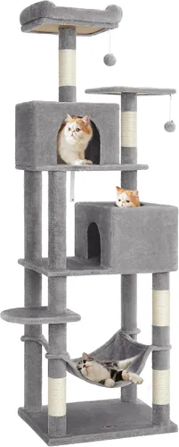 Miniatura 21 de Feandrea - Árbol para gatos de varios niveles para interiores, torre para gatos tipo condominio con 4 postes para rascar, 2 posaderos, hamaca y claro