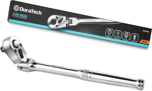 DURATECH Manija de trinquete de 3/8 pulgadas con cabeza flexible, llave de trinquete de 72 dientes, de liberación rápida, interruptor reversible,