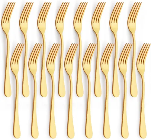 Miniatura 11 de Juego de 12 cucharas y tenedores, cubiertos de acero inoxidable de grado alimenticio, 6 tenedores (6.8 pulgadas) y 6 cucharas (6.6 pulgadas), juego
