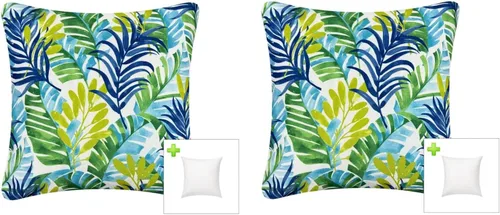 Miniatura 9 de Paquete de 2 cojines decorativos impermeables para exteriores con insertos para muebles de patio, cojines cuadrados de 18 x 18 pulgadas, resistentes