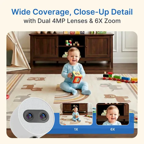 Miniatura 3 de Simsky Monitor de bebé de pantalla dividida de 7 pulgadas con 2 cámaras, cámaras duales de 4MP con zoom 6X y zoom panorámico, WiFi y sin WiFi