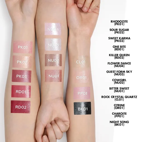 Miniatura 7 de FOCALLURE Lápiz labial brillante hidratante, acabado brillante de perlas, bálsamo labial teñido hidratante con textura cremosa, tinte labial de RD02