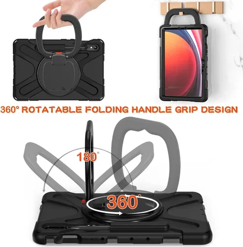 Miniatura 5 de Funda para Samsung Galaxy Tab S9 Ultra/S8 Ultra, resistente, resistente, grado militar, a prueba de golpes, con rotación de 360°, función atril