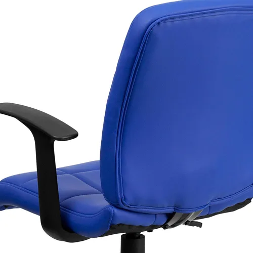 Miniatura 9 de Flash Furniture - Silla giratoria de respaldo medio de vinilo, acolchada, color negro Azul