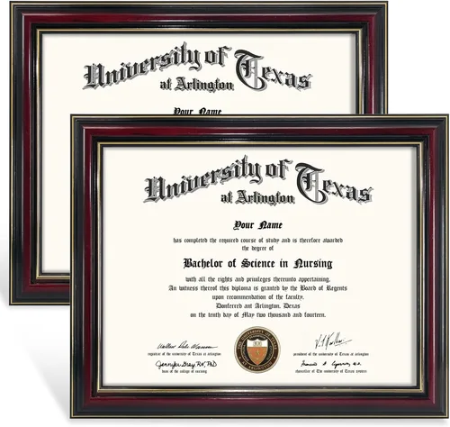 Miniatura 43 de GraduationMall Marco de diploma de certificado de 8.5 x 11, madera maciza y vidrio templado, acabado negro con ribete dorado