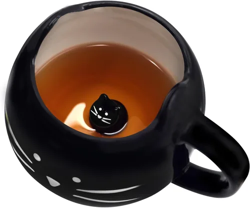 Miniatura 11 de Taza de gato Koolkatkoo Lindas tazas de café de cerámica Tazas de té novedosas con animal 3D oculto en la taza para mujeres Niñas Regalos para Rosa