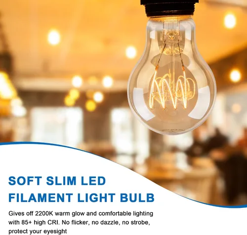 Miniatura 5 de Bombillas LED Edison cálidas, bombillas Edison A19 de 4 W regulables, bombillas incandescentes equivalentes a 40 W, blanco cálido de 2200 K