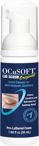 OCuSOFT Limpiador de párpados espumoso original, espuma instantánea suave para eliminar el aceite, el polvo, el polen y el maquillaje, 1.68 onzas