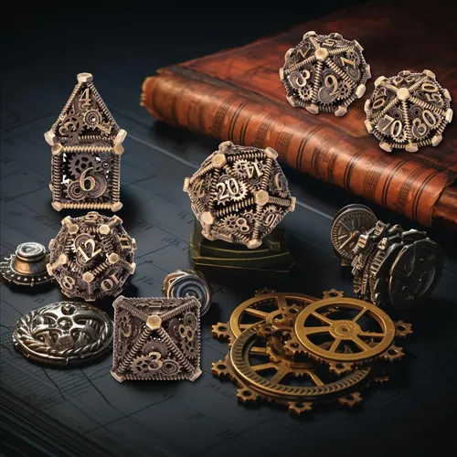 Miniatura 5 de DND - Juego de dados de metal, UBEUCK 7 piezas de dados de metal DND para cajas de juegos de mesa de Calabozos y Dragones