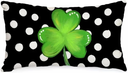 Miniatura 10 de AACORS Funda de almohada del Día de San Patricio de 16 x 16 pulgadas, decoración de trébol de lunares, funda de cojín de primavera para el sofá