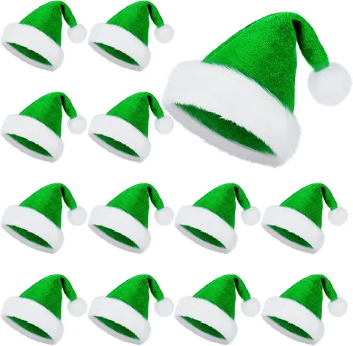 Miniatura 7 de SATINIOR Paquete de 12 Sombreros de Papá Noel de Felpa Gorro de Papá Noel de Navidad para Obsequios de Fiesta Navideña para Mujeres, Hombres
