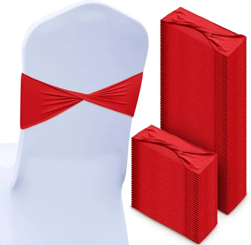 Miniatura 9 de CHENGU 100 piezas Cintas elásticas de elastano para sillas, lazos simples, bandas para sillas de boda real sin hebilla, decoraciones de cumpleaños