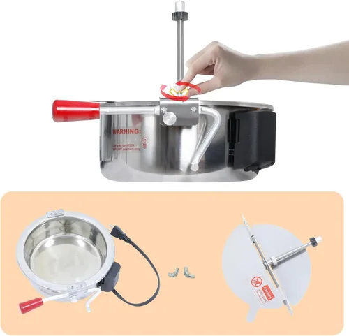 Miniatura 8 de Máquina de palomitas de maíz de 12 onzas con carrito (rojo) - Máquina de palomitas de maíz vintage de gran capacidad - 3 interruptores fáciles