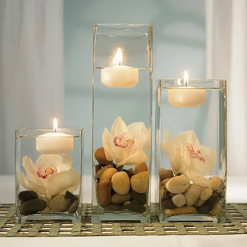 Miniatura 6 de WGV - Bloque de vidrio cuadrado alto para florero, longitud 3 pulgadas, altura 6 pulgadas, recipiente floral transparente, portavelas, terrario