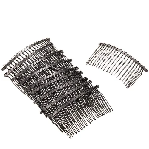 Rocutus 10 peines de 20 dientes de alambre de metal para bricolaje, resistentes a la corrosión, duraderos, para velo de boda de mujer, tiaras de