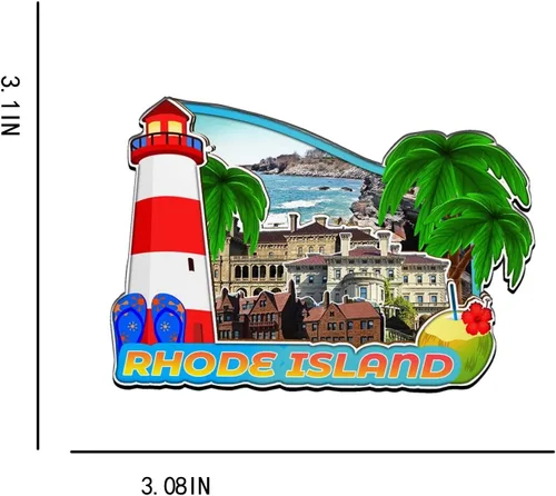 Miniatura 3 de Rhode Island USA - Imán de madera para nevera, monumentos en 3D, recuerdos coleccionables, decoración hecha a mano, 1333