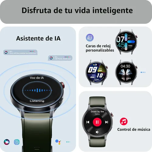 Miniatura 6 de Reloj inteligente para hombres y mujeres, responder/hacer llamadas, rastreadores de actividad con pantalla ultra clara AMOLED con monitor