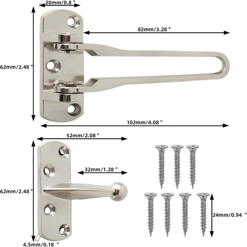 Miniatura 2 de Alise Cerradura de puerta de barra oscilante, cerradura de puerta para puertas delanteras y puertas interiores, pestillo de seguridad para niños