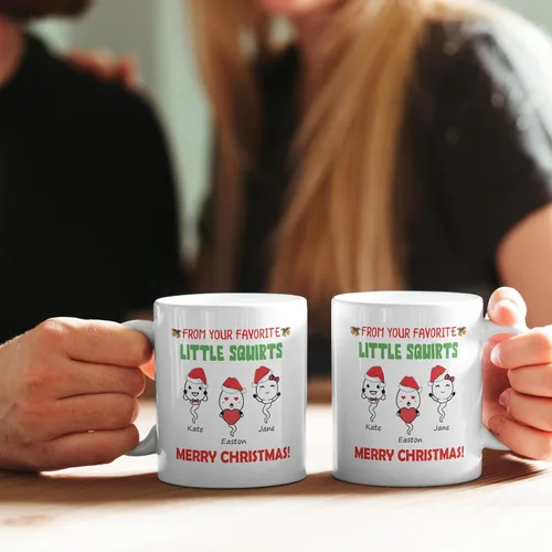 Miniatura 4 de InterestPrint Taza de café personalizada para papá con nombres de los niños, taza de Feliz Navidad de tus hijos pequeños favoritos, regalo
