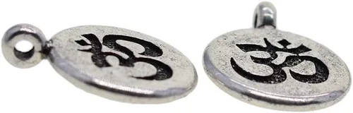 Miniatura 4 de Fityle - 30 dijes de plata tibetana de filigrana para yoga, flor de loto, DIY, para hacer joyas, OM, Plata, no disponible