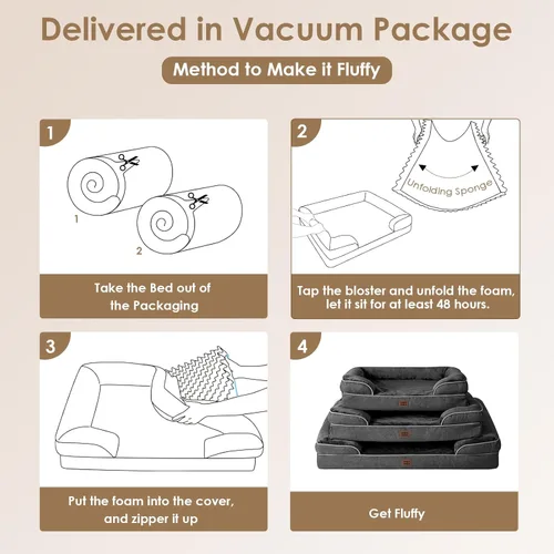 Miniatura 7 de EHEYCIGA - Cama ortopédica para perro grande, impermeable, de espuma viscoelástica y espuma tipo caja de huevos, bordes elevados, antideslizante