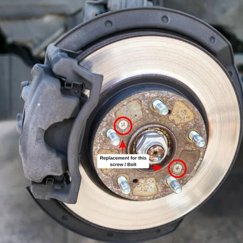 Miniatura 5 de Juego de 4 tornillos rotores de disco de frenado, tornillos de freno delantero y trasero de acero inoxidable, adecuados para modelos Honda, Hyundai