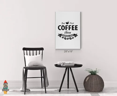 Miniatura 3 de HB Art Design But First Coffee then Your Bullshit Retro Style Quote Canvas Print Wall Art Coffee Bar Decor Coffee Signs Kitchen Wall Decor Dining