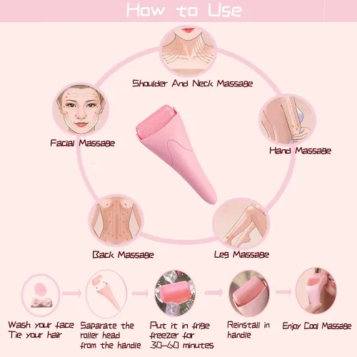Miniatura 4 de Rodillo de hielo para moldeador facial, masajeador facial, herramientas para el cuidado de la piel para antiarrugas, hielo frío, rodillo facial