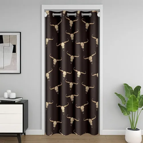 Miniatura 30 de Erosebridal Cortinas opacas de hojas para ventana de puerta, cortinas opacas de hojas blancas y negras, cortina de puerta de hojas, plantas Hojas