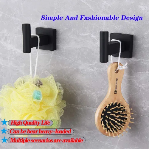 Miniatura 4 de GERZWY Gancho para ropa de baño, color negro mate, SUS 304, de acero inoxidable, para baño, cocina, garaje, resistente, contemporáneo, estilo hotel