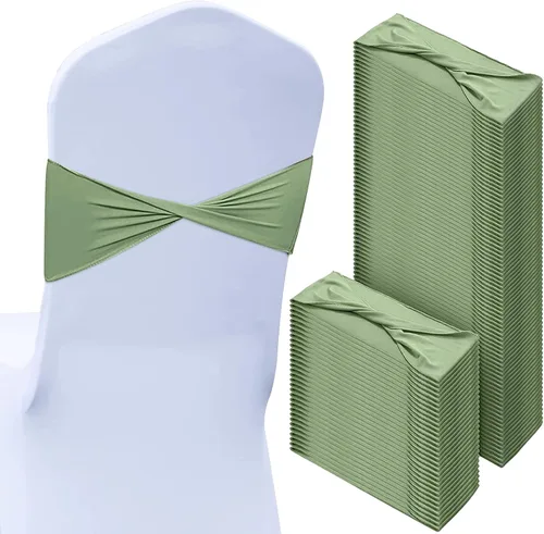 Miniatura 16 de CHENGU 100 piezas Cintas elásticas de elastano para sillas, lazos simples, bandas para sillas de boda real sin hebilla, decoraciones de cumpleaños