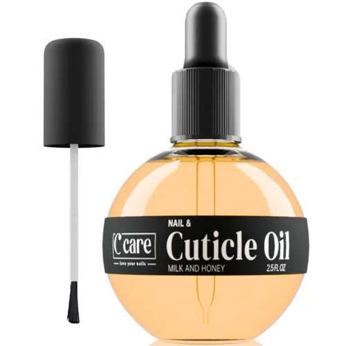 C CARE Aceite de cutícula para uñas – Aceite de uñas de leche y miel – Repara hidrata y fortalece las uñas y cutículas durante la noche – Gotero y