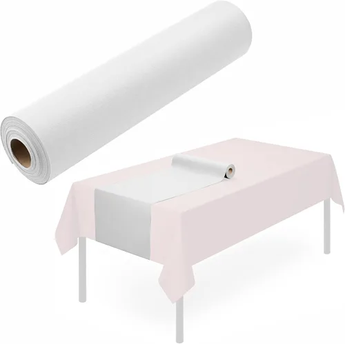 Miniatura 10 de Camino de mesa desechable para mesa de comedor, 16 x 48 pulgadas, paquete de 20 caminos de mesa de papel verde similar al lino para Navidad, fiesta