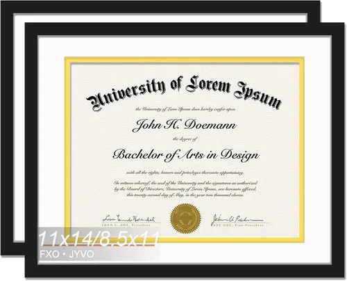 Miniatura 13 de Fxojyvo Marco de diploma negro 11x14, marco para documentos 8,5 x 11 con alfombrilla o 11 x 14 sin alfombrilla, marco para certificado