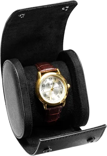 ROSELLE Funda para reloj para hombres y mujeres con forro de gamuza, estuche de viaje para reloj, organizador de almacenamiento y exhibición (negro,
