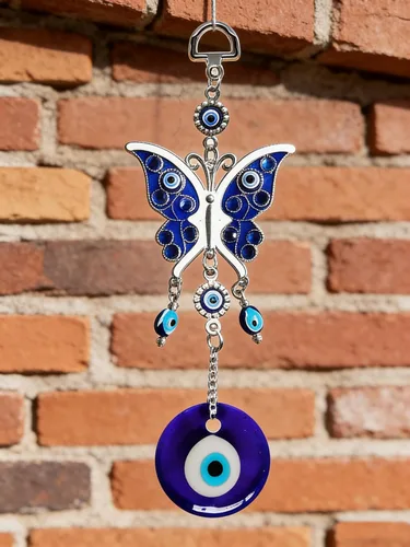 Miniatura 5 de Decoración colgante de pared con diseño de mariposa azul y ojo malvado, amuleto de mariposa para puerta de automóvil, accesorios colgantes de adorno