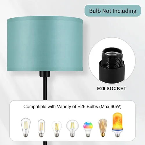 Miniatura 4 de Lámpara de pie negra, lámpara de pie LED de 58 pulgadas de alto, lámparas de sala de estar simples con pantalla, interruptor de pedal de pie