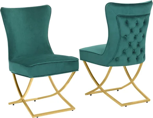 Miniatura 12 de LOULENS Elegance - Juego de 2 sillas de comedor de terciopelo, lujosas sillas de comedor tapizadas acolchadas, sillas decorativas de terciopelo real