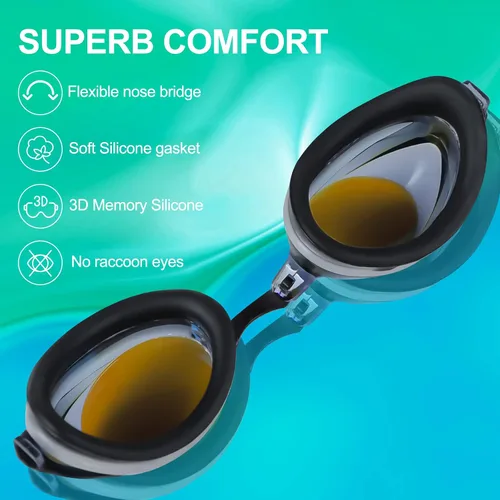 Miniatura 6 de Gafas de natación, paquete de 2 gafas de natación antivaho con protección UV sin fugas para adultos, hombres, mujeres, jóvenes