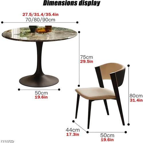 Miniatura 2 de YVYKFZD 5 Piece Kitchen Dining Table Set, Small Office Reception Room Club Table, Round Conference Table for 4, Simple Conference Room Table and