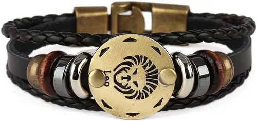 Miniatura 32 de Hamoery Pulsera de cuero de aleación punk para Constellation trenzada pulsera pulsera brazalete