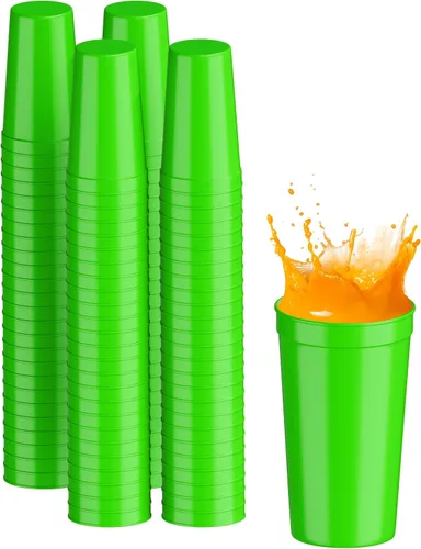 Miniatura 108 de PartyPrints Paquete de 100 vasos de plástico en blanco reutilizables de 10 a 12 onzas, vasos de estadio a granel, sin BPA, aptos para lavavajillas