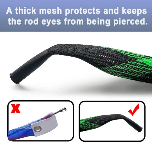 Miniatura 2 de Funda para caña de pescar – Paquete de 4 calcetines de manga de caña con cordón para mosca, spinning, casting, pesca en el mar