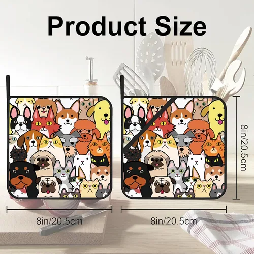 Miniatura 2 de Juego de 2 agarraderas para garabatos de perros y gatos, resistentes al calor, para microondas, horno, horno, platos finales y regalos de barbacoa