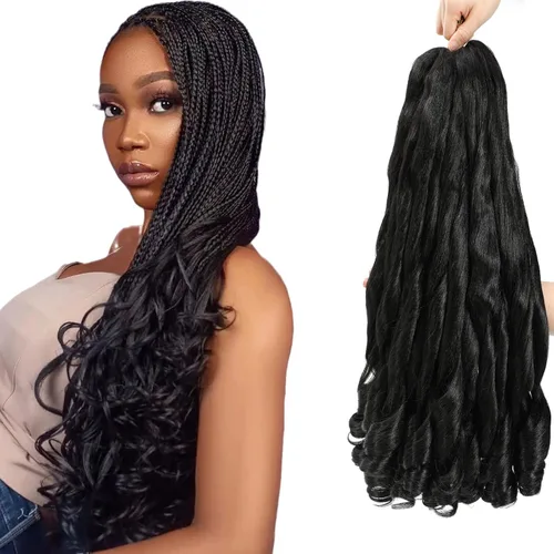 Miniatura 11 de Cabello rizado francés para trenzar, 8 paquetes, 16 pulgadas degradado, preestirado, previamente enrollado con extremos rizados, rizo de rebote
