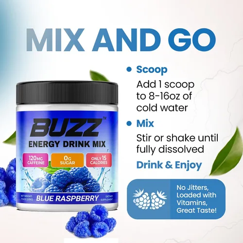 Miniatura 5 de Morning Buzz Bebida energética en polvo, mezcla de bebida Energy Boost, energía sin azúcar con antioxidantes, producto de resistencia a la nutrición