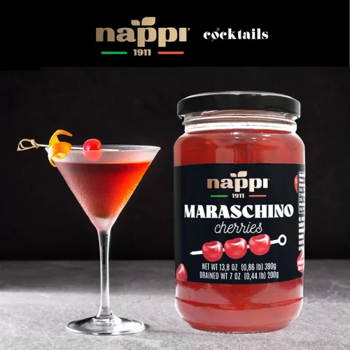 Miniatura 7 de Nappi 1991, Cerezas al marrasquino sin tallos, Cereza roja, 14 oz (390 g),Producto de Italia